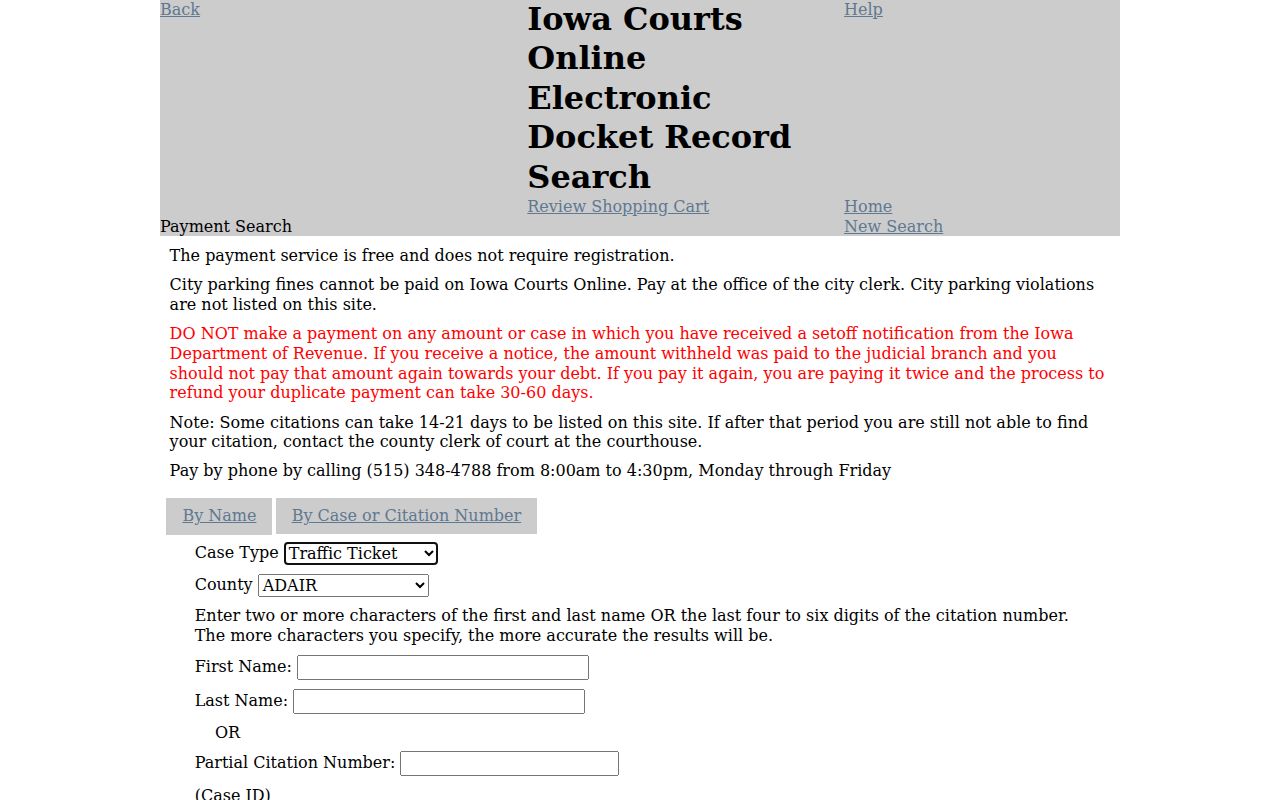 Iowa payment search tied to Madison County warrant records
