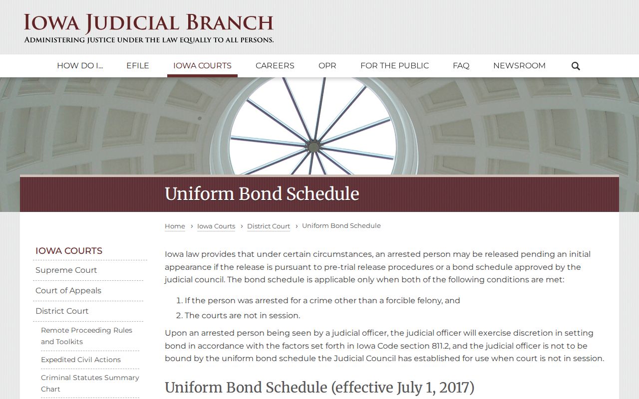 Iowa bond schedule for Madison County active warrant context