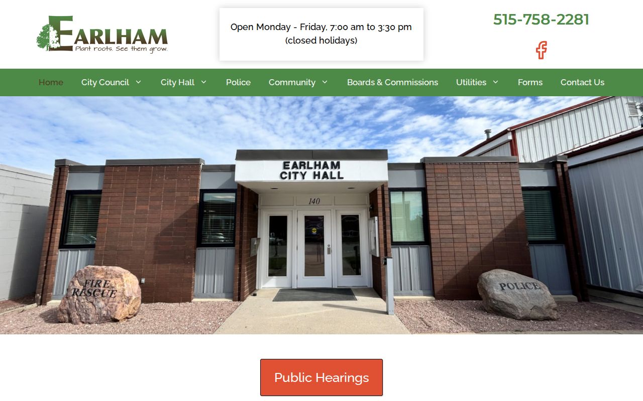 Earlham city government context for Earlham warrant records